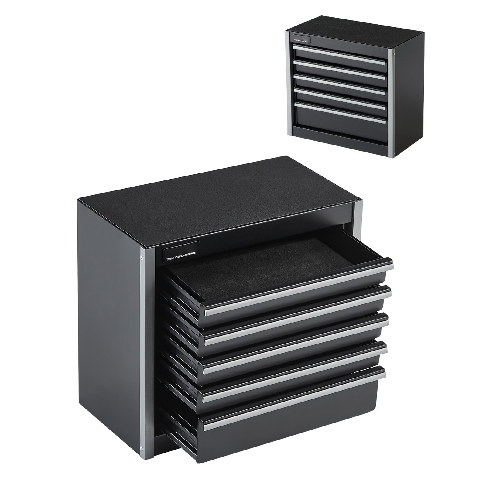 Tool Box 8.6-inch Portable Metal Tool Box With 5 Drawers Tool Organizer Black_voghion.com